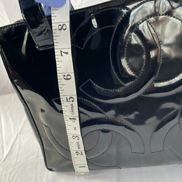 Chanel Triple Coco Mini Tote Handbag - Black Enamel, Made in Italy - Picture 2 of 16